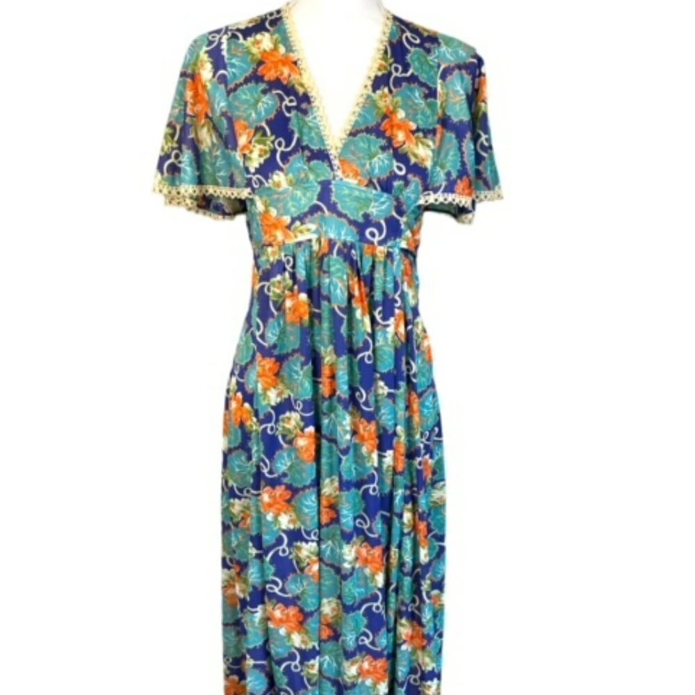 1970's Vintage Prairie Boho Maxi Dress XS 7